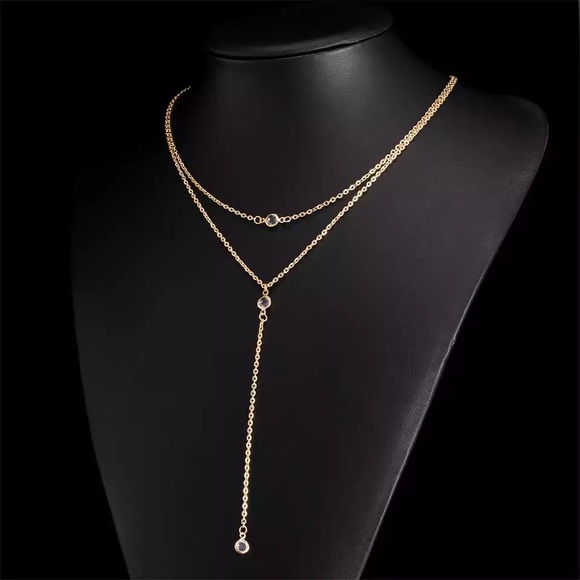 ‼️3/$30 Sexy Multilayer Rhinestone Gold Necklace - Picture 2 of 5